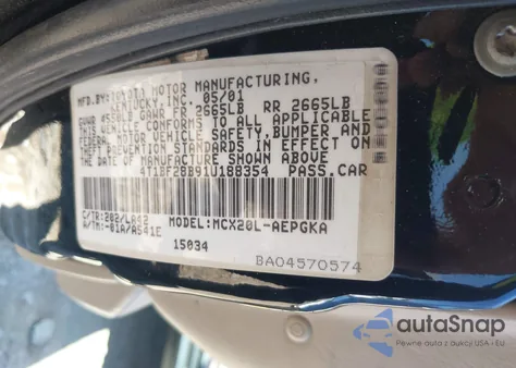 2001 Toyota Avalon Xls из США, поврежденный, VIN 4T1BF28B91U188354